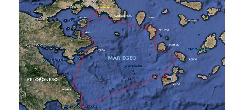 ruta navegacion ciclades grecia